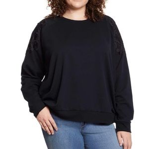 Gloria Vanderbilt Ladies' Fall Winter Black Pullover Sweater with Lace Sz L NWT